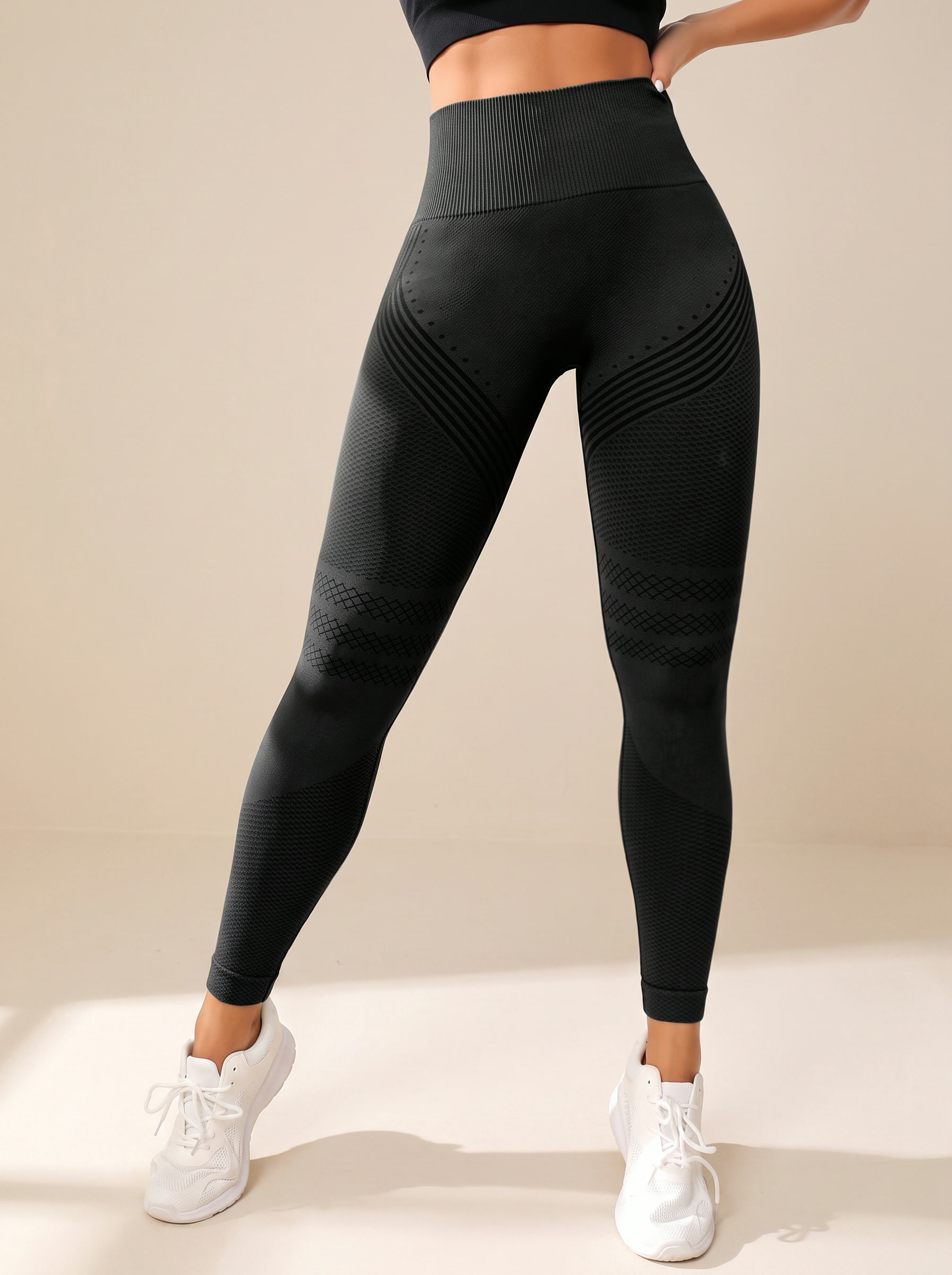 Hoge taille van de zwarte 3D-legging